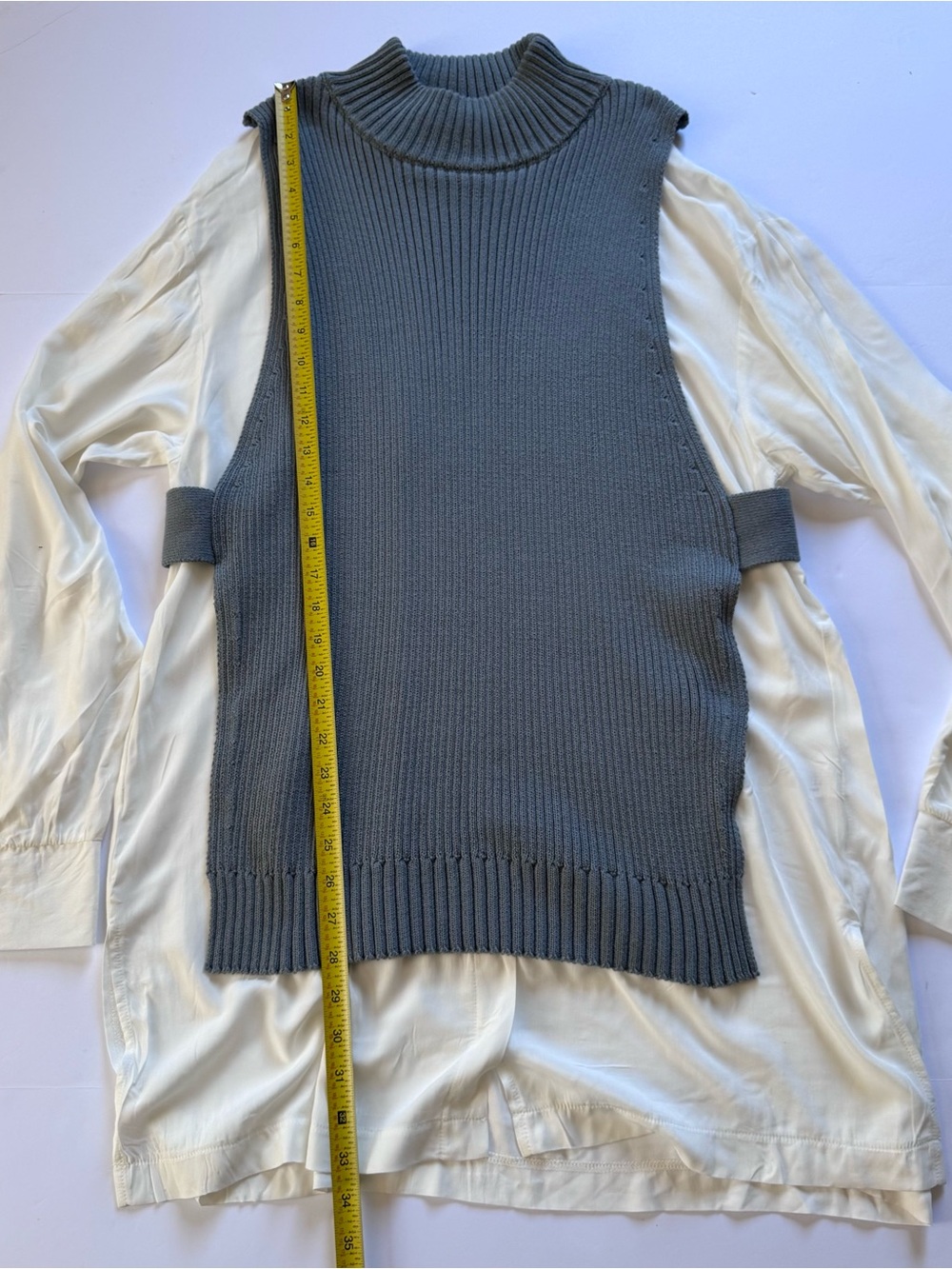 Zara olive green Sleeveless Ribbed Mock Neck Sweater Vest,Size Large - Picture 4 of 9